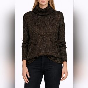 Chelsea28 Black and Gold Cowl Neck Sweater